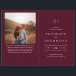 Deep Burgundy Elegant Classic Wedding Program<br><div class="desc">Classic style folded wedding program featuring a simple yet elegant design in a deep burgundy color that is perfect for a fall wedding or a winter / Christmas wedding.  Use the template to add a photo or remove it in the design editing tool.</div>