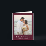 Deep Burgundy Elegant Classic Wedding Thank You Card<br><div class="desc">Classic style wedding thank you card featuring a simple yet elegant design in a deep burgundy color that is perfect for a fall wedding or a winter / Christmas wedding.  Use the template to easily add your favorite photo.</div>