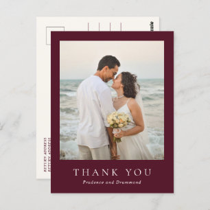 Deep Burgundy Elegant Classic Wedding Thank You Postcard
