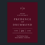 Deep Burgundy Elegant Classic Wedding Welcome Sign<br><div class="desc">Classic style wedding welcome sign poster featuring a simple yet elegant design in a deep burgundy color that is perfect for a fall wedding or a winter / Christmas wedding.</div>