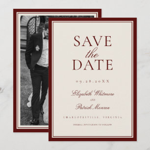 Deep Burgundy Estate Formal Classic Photo Wedding Save The Date