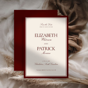 Deep Burgundy Estate Formal Modern Classic Wedding Save The Date