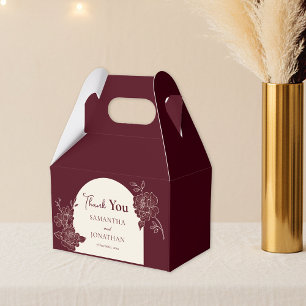 Deep Burgundy Floral Ivory Arch Wedding Thank You Favour Box