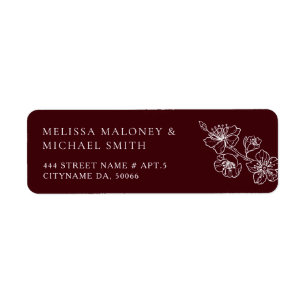 Deep Burgundy Floral Line Art