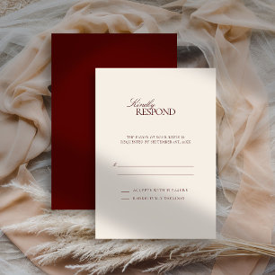 Deep Burgundy Formal Estate Modern Classic Wedding RSVP Card