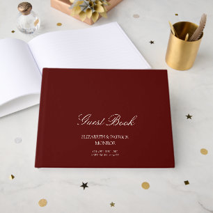 Deep Burgundy Formal Modern Classic Estate Wedding Guest Book