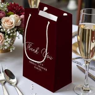 Deep Burgundy Minimalist Bridal Shower Thank You Small Gift Bag