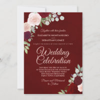 Deep Burgundy Red & Blush Boho Roses Wedding