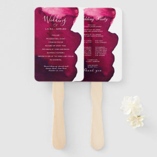 Deep burgundy red watercolor abstract ink wine red hand fan