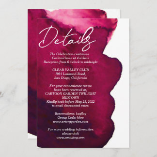 Deep burgundy red watercolor abstract ink wine red invitation