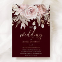 Deep Burgundy & Rose Gold Blush Floral Wedding