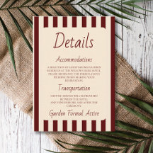 Deep Burgundy Stripes Retro Minimal Wedding Detail