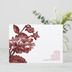 Deep Burgundy Vintage Red Rose Wedding Invitation