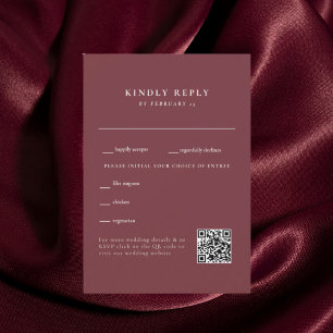 Deep Burgundy Wedding QR Code RSVP Card