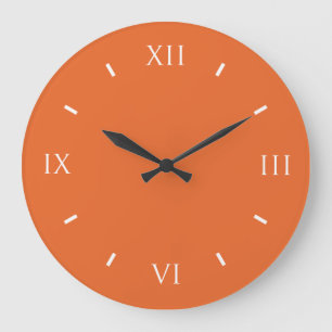 Deep Carrot Orange Classy Solid Colour Large Clock