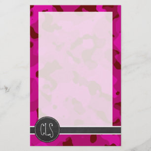 Deep Cerise Camo; Camouflage; Chalkboard Stationery