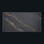 Deep Charcoal Slate and Gold Vein Desk Mat<br><div class="desc">This Deep Charcoal Slate and Gold Vein Desk Mat features a high-resolution, full-bleed texture of natural dark stone with subtle gold and blue mineral veins. Perfect for professional executive offices, sophisticated home workstations, or as a premium minimalist gift. This ultra-wide desk pad offers a sleek, high-performance surface with a timeless...</div>
