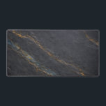 Deep Charcoal Slate and Gold Vein Desk Mat<br><div class="desc">This Deep Charcoal Slate and Gold Vein Desk Mat features a high-resolution, full-bleed texture of natural dark stone with subtle gold and blue mineral veins. Perfect for professional executive offices, sophisticated home workstations, or as a premium minimalist gift. This ultra-wide desk pad offers a sleek, high-performance surface with a timeless...</div>
