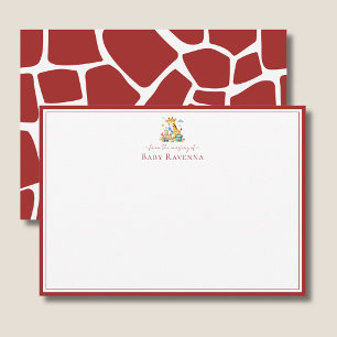 Deep Cherry Red Giraffe Skin Nursery New Baby  Card