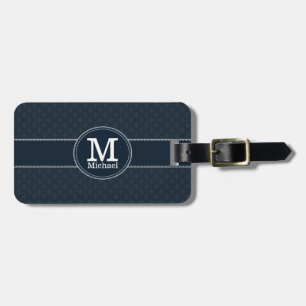 Deep Classic Navy Blue Custom Monogram Luggage Tag