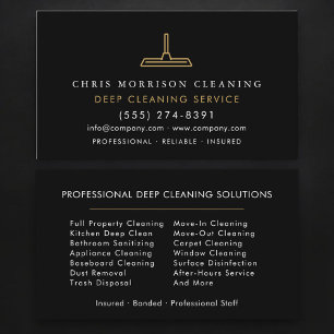 Deep Cleaning Service Professional Black Gold Business Card