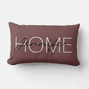Deep coffee colour home monogram lumbar cushion