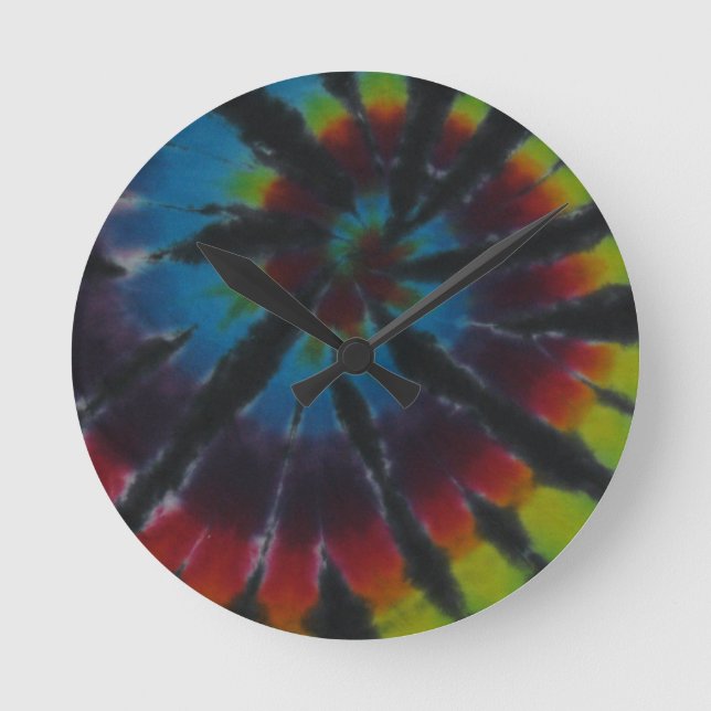 Deep Colour Spiral Swirl Tie Dye Round Clock (Front)