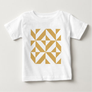 Deep Cool Gold Geometric Deco Cube Pattern Baby T-Shirt