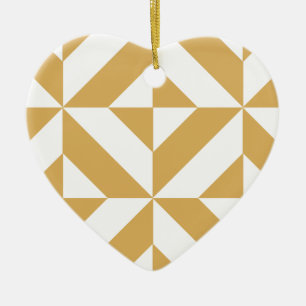 Deep Cool Gold Geometric Deco Cube Pattern Ceramic Tree Decoration