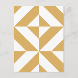 Deep Cool Gold Geometric Deco Cube Pattern Postcard