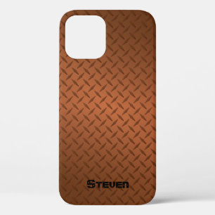 Deep Copper Diamond Plate with Name iPhone 12 Pro Case