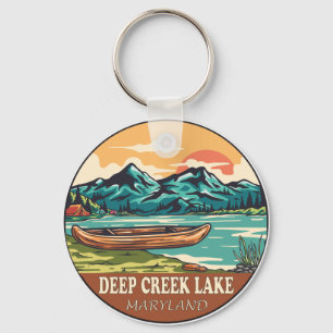 Deep Creek Lake Maryland Boating Fishing Emblem Key Ring