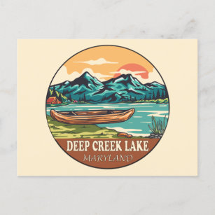Deep Creek Lake Maryland Boating Fishing Emblem Postcard