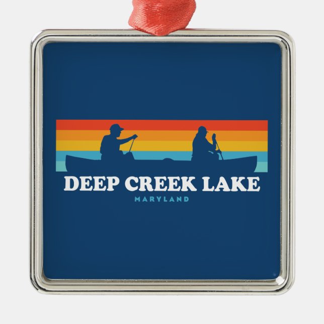 Deep Creek Lake Maryland Canoe Metal Tree Decoration (Front)