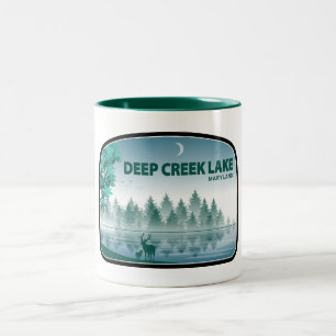 Deep Creek Lake Maryland Deer Two-Tone Coffee Mug