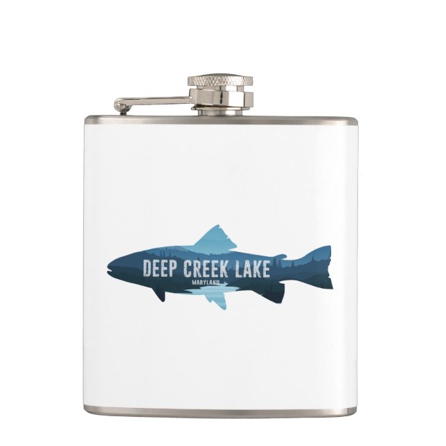 Deep Creek Lake Maryland Fish Hip Flask (Front)