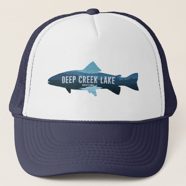 Deep Creek Lake Maryland Fish Trucker Hat (Front)
