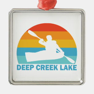 Deep Creek Lake Maryland Kayak Metal Tree Decoration