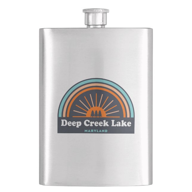 Deep Creek Lake Maryland Rainbow Hip Flask (Front)