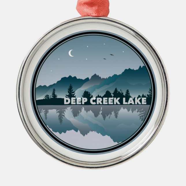 Deep Creek Lake Maryland Reflection Metal Tree Decoration (Front)