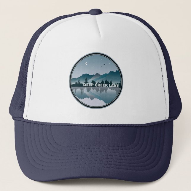 Deep Creek Lake Maryland Reflection Trucker Hat (Front)