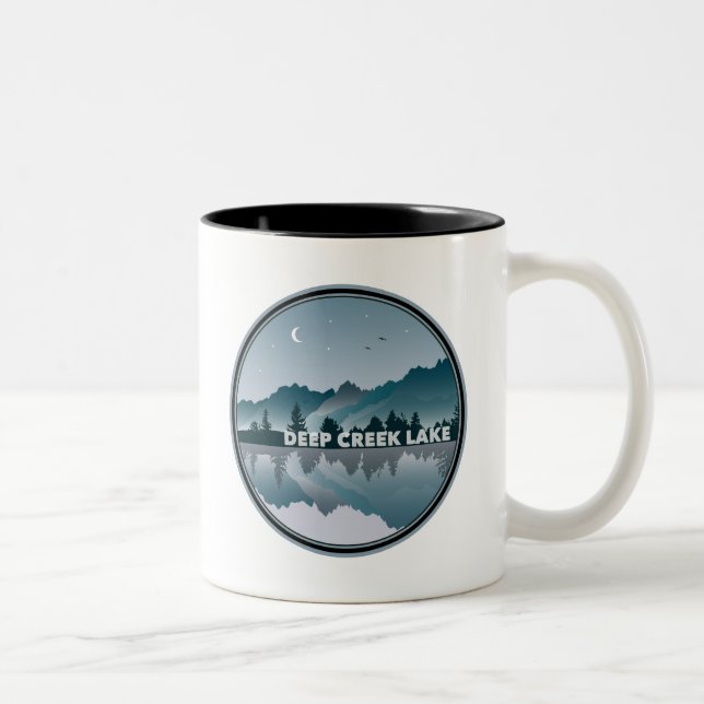 Deep Creek Lake Maryland Reflection Two-Tone Coffee Mug (Right)