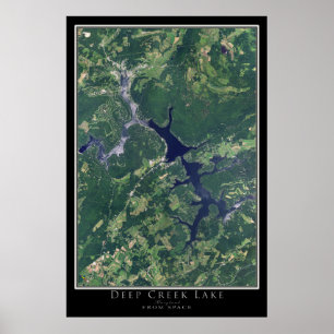 Deep Creek Lake Maryland Satellite Poster Map