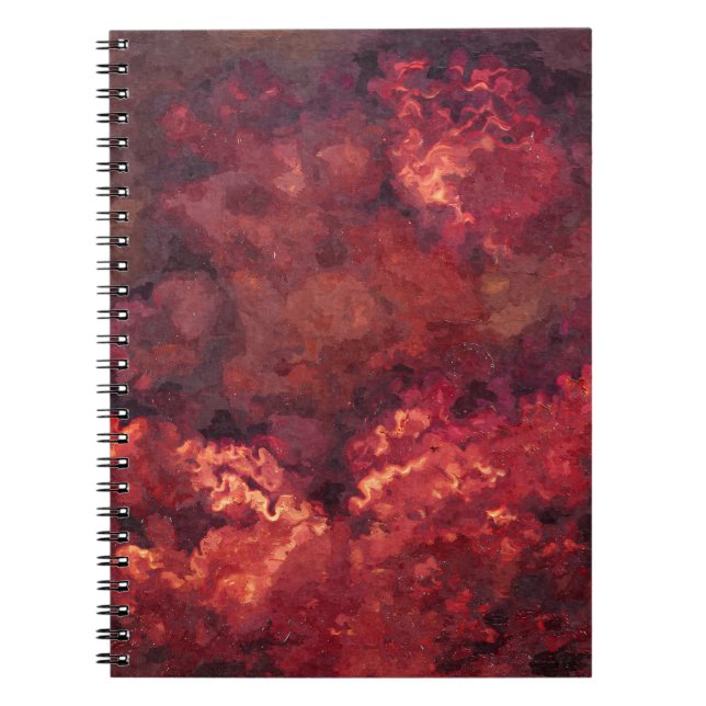 Deep Crimson Fire Cloud Abstract Notebook (Front)