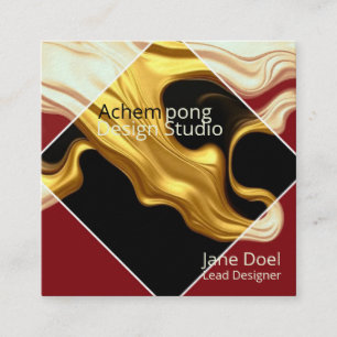 Deep Crimson Gold Flow – Modern Luxury Style Square Business Card