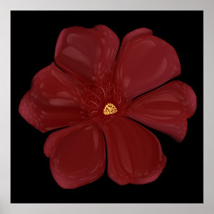 Deep Crimson Moody Bloom Glossy Dark Botanical Flo Poster