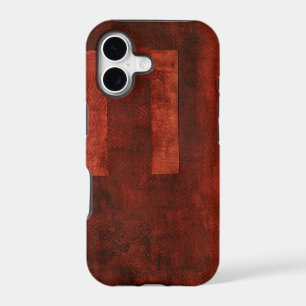 Deep Crimson Painting with Geometric Shapes