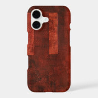 Deep Crimson Painting with Geometric Shapes