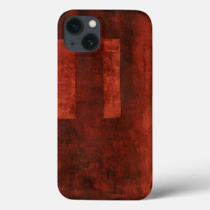Deep Crimson Painting with Geometric Shapes iPhone 13 Case