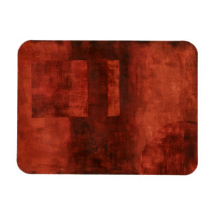 Deep Crimson Painting with Geometric Shapes Magnet